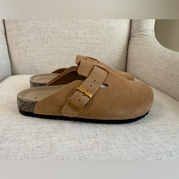 Quince Womens Water Repellent Suede Clog Mule Slip On Shoes Pecan Tan Size 8 New - Picture 6 of 10